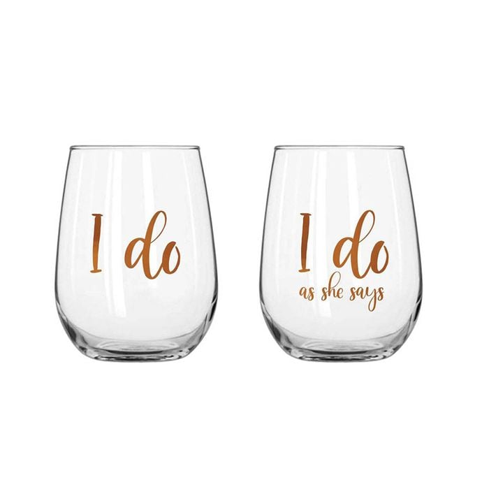 2pc I Do Stemless Rose Gold 600 ml Drinking Cup Pair