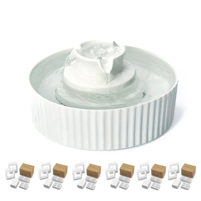 YES4PETS Porcelain Electric Pet Water Fountain Dog Cat Ceramic Water Dispenser 49 Filters