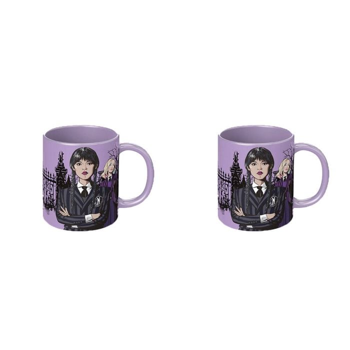 2PK Wednesday Nevermore Academy Characters Coloured Coffee Mug Purple