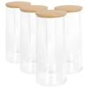 Harbour Housewares Reusable Plastic Tall Cotton Pad Holders with Bamboo Lid - Pack of 4