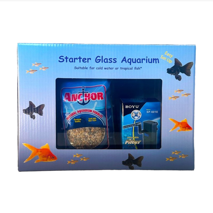 Showmaster Starter Glass Fish Aquarium Tank Kit With Filter 16L