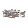 Sahara 8 Seat Rectangle Table Coastal Chairs Brushed Grey & Denim Grey Cushions