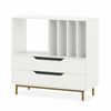 Costway Record Player Stand Modern 4 Rack Cabinet Drawer Bedside White