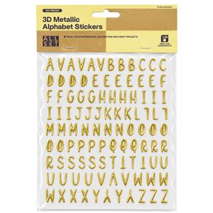 All Set 104 Piece 3D Metallic Alphabet Stickers