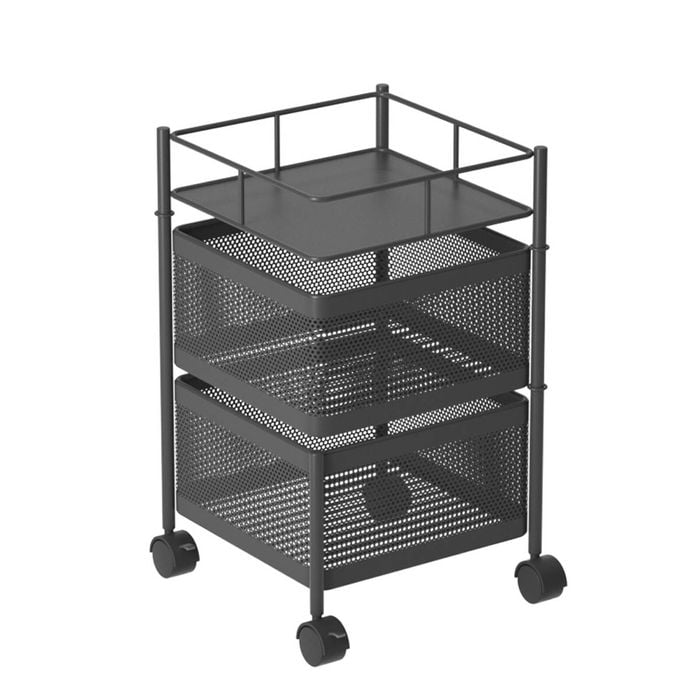 SOGA 2 Tier Steel Square Rotating Kitchen Cart Multi-Functional