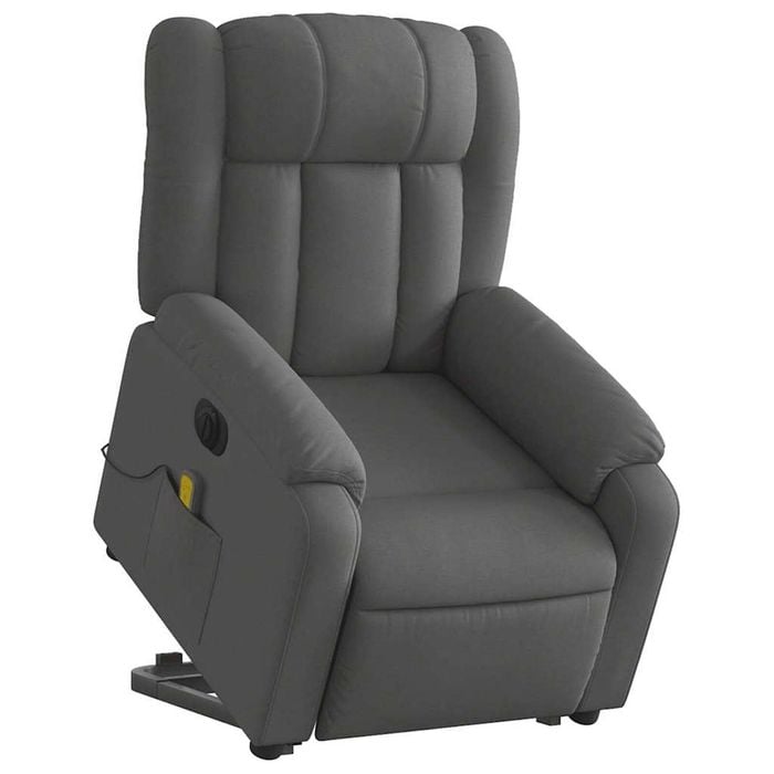 vidaXL Electric Stand up Massage Recliner Chair Armchair Dark Grey Fabric