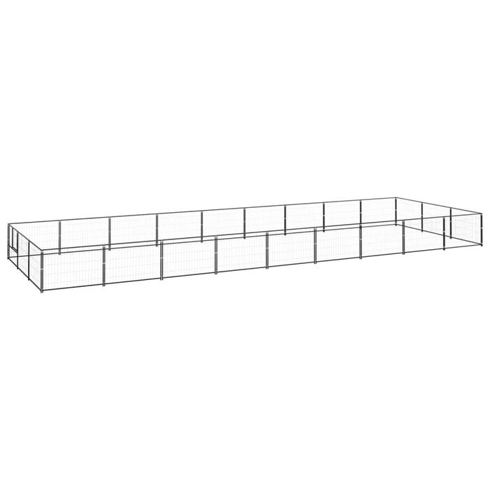 vidaXL Dog Kennel Black Steel Outdoor Puppy Enclosure Dog Pet Supply Cage