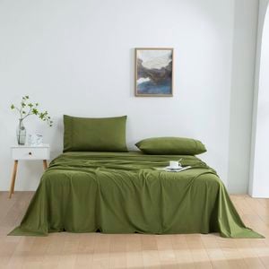 Dreamaker Micro Flannel Sheet Set Super King Bed Olive