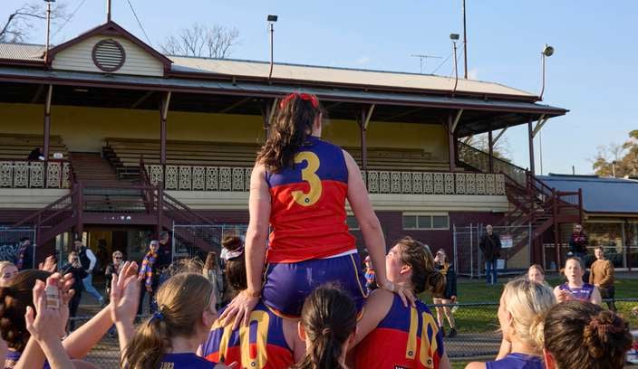 Kids playing footy in local grounds