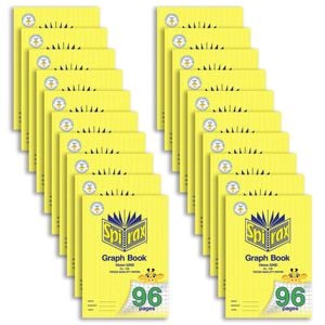 20pk Spirax 138 A4 Graph Book 10mm 96-pages Writing Notebook Stationery Yellow