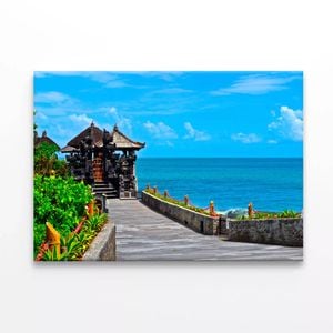 Temple with Beach Blue Sky  Print 100% Australian Made 120 x 90cm  (Stretched)