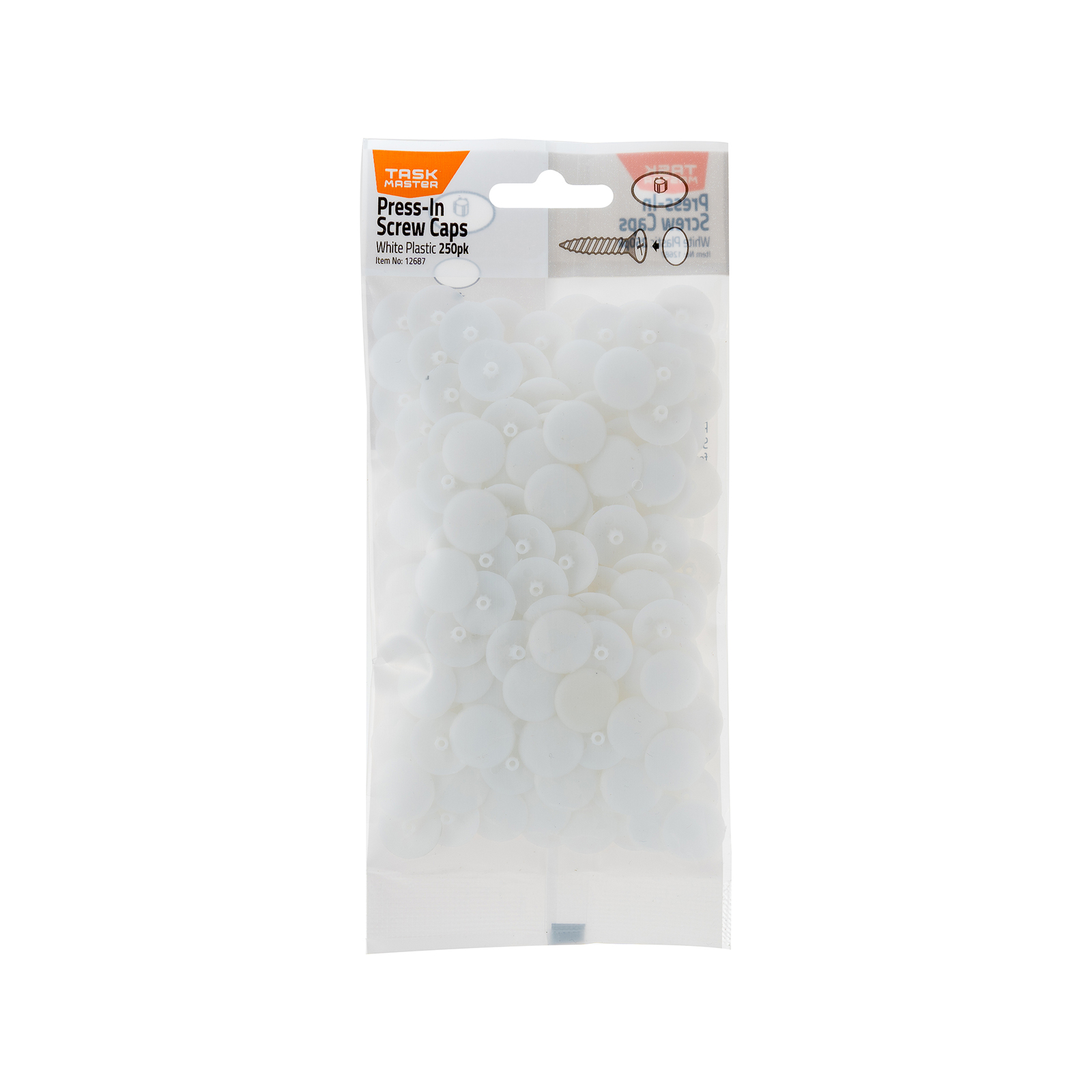 Taskmaster 10mm White Screw Caps - 250 Pack