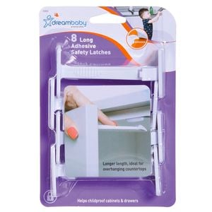 Dreambaby Child Safety Adhesive Long Safety Catches - 8pk