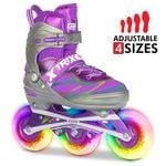Crazy Skates TRIX Size Adjustable Roller Inline Blades with LED Light Up Wheels