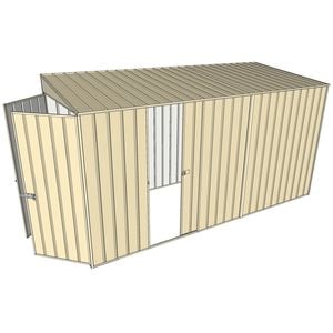 Build-a-Shed 1.5 x 3.7 x 2m Single Sliding Side Door Skillion Shed - Cream