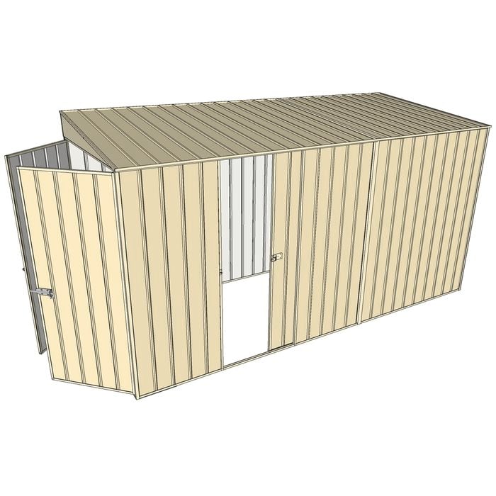 Build-a-Shed 1.5 x 3.7 x 2m Single Sliding Side Door Skillion Shed - Cream