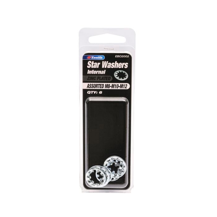 Zenith M8-M12 Zinc Plated Assorted Internal Star Washer - 6 Pack