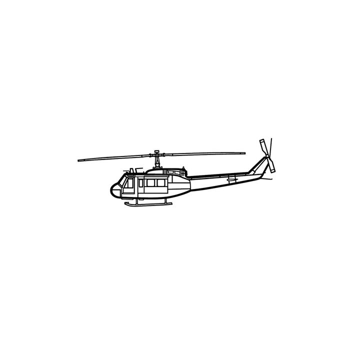 Ignite Laser Bell UH-1 Iroquois (Huey) - Iconic Utility Helicopter Silhouette Metal Wall Art Coated Black 23.6 inch - 60 cm
