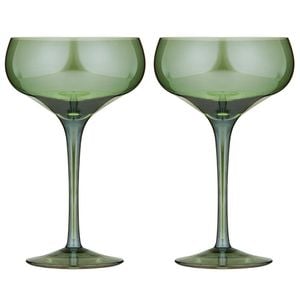 2pc Tempa Verity Drinking Crystal Stemware Coupe Glass Set - Fern