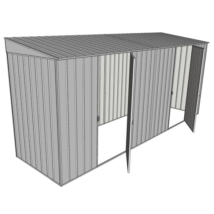 Build-A-Shed 1.2 x 4.5 x 2.0m Skillion Dual Single Hinged Side Doors Shed - Zinc