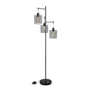 Digitel Modern Industrial Floor Lamp 3 Light Metal Cage Shades Standing Reading Light