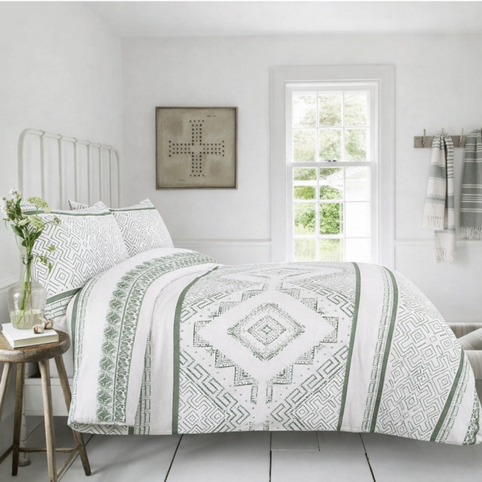 King Quilt Cover Set – 100% Cotton – Doona Cover Set (WhiteSage)