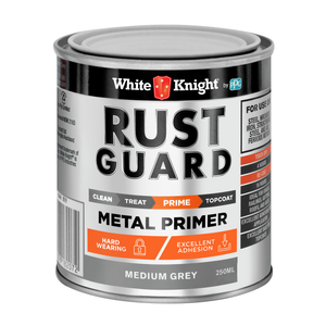 White Knight Rust Guard 250ml Medium Grey Metal Primer Paint