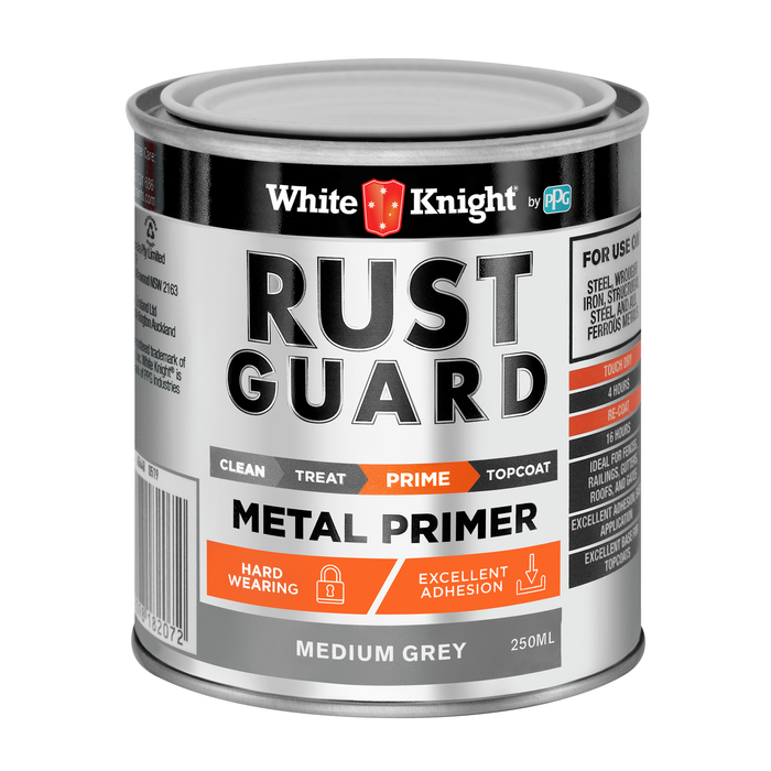 White Knight Rust Guard 250ml Medium Grey Metal Primer Paint
