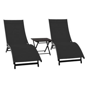 Coral Springs Phifer & Aluminium Pool Lounger Set (3pc) - Charcoal Black