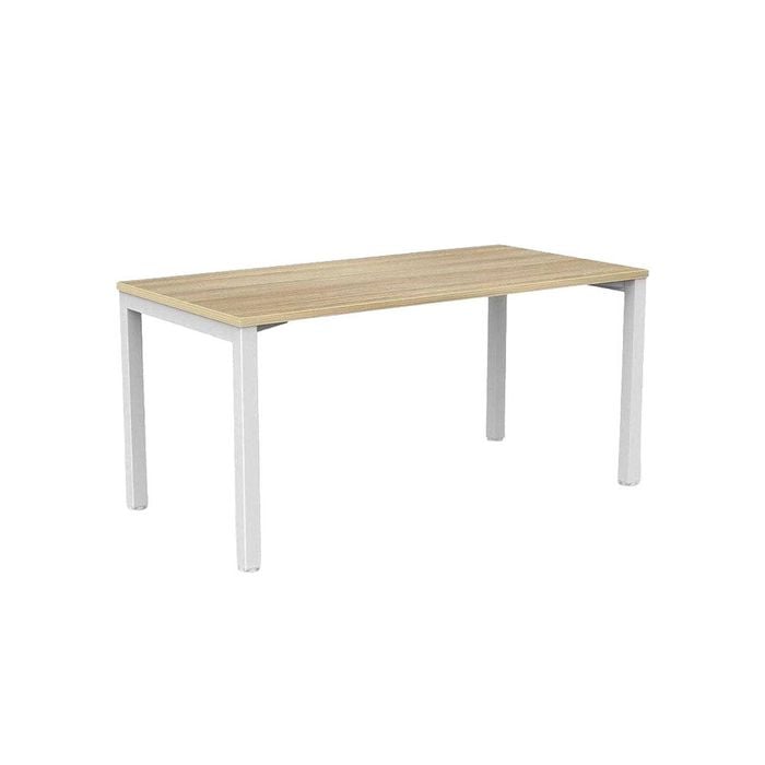Olg Workstation Bundle: Axis 1500x750 White Frame New Oak Ravine Top + Tilly Office Chair Black