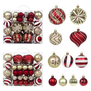 Catzon 48 Pcs Christmas Balls Ornaments Shatterproof for Xmas Tree Wreath-Gold Red