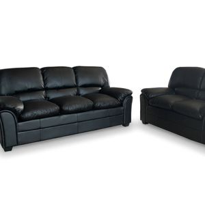 Braura PU Leather Sofa Set - Black