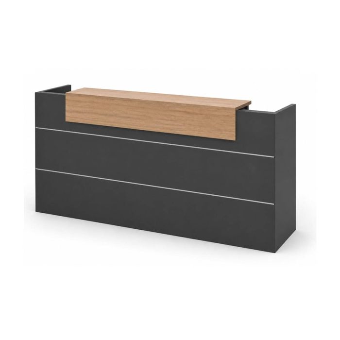 Modern Furniture BELEN Reception Desk 2.4M - Acacia & Carbon Grey