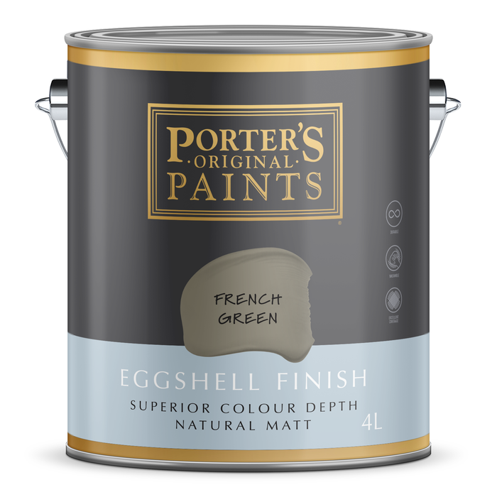 Porter's 4L French Green Eggshell Finish Broadwall Washable Paint - 4L