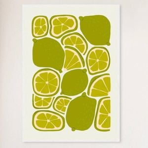 Galrie Vibrant Lime Print from Abstract Fruit Collection for Kitchen Wall Decor, White Frame, A4 21 x 30cm (8 x 12inch)