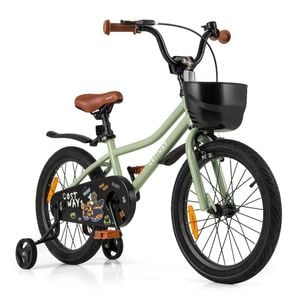 Costway 46 cm Kids Bike Push Pedal Bicycle w/Training Wheels Green