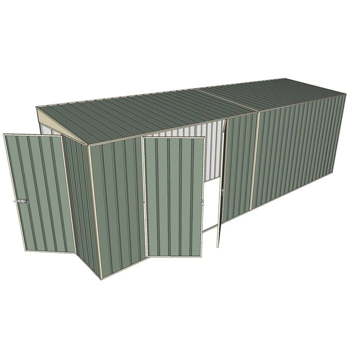 Build-a-Shed 1.5 x 6.0 x 2.0m Skillion Double Hinged Side Doors Shed - Green