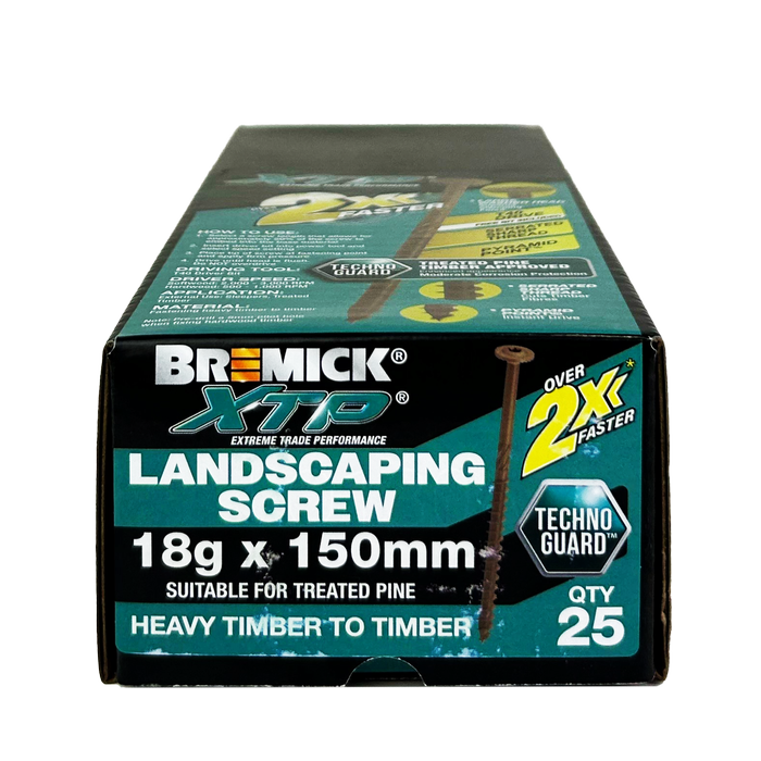 Bremick XTP 18g x 150mm T40 Technoguard Landscape Screw - 25 Pack