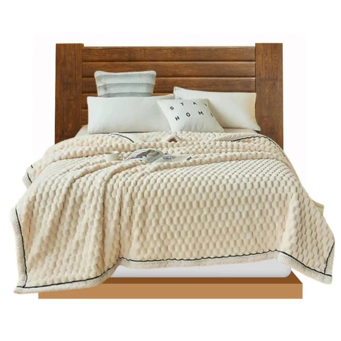 Anycozy Beige Velvet Soft Fluffy Warm Throw Blanket 200x230cm