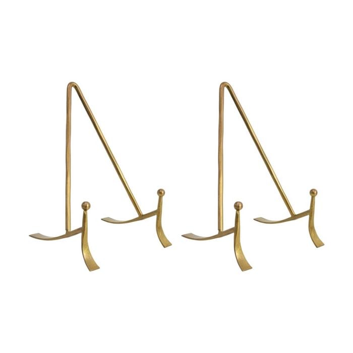 2pk Lvd Small Handcrafted Metal Brass Plate Stand Accessory 15x9x9cm