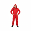 More Than Party Mens Red Robber Costume Halloween Hooded Jumpsuit With Mask S/M