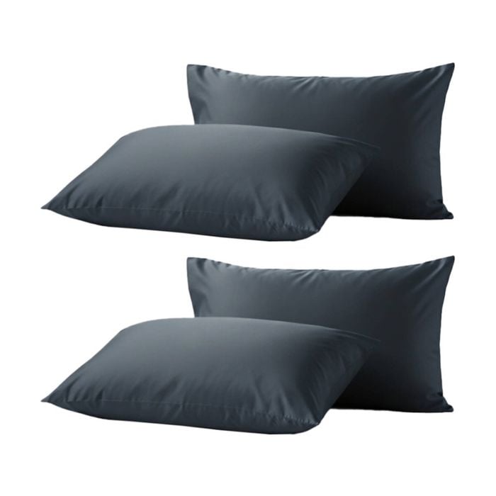 2x 2pc Renee Taylor 400tc Egyptian Cotton Standard Pillowcase Pair Steel Blue