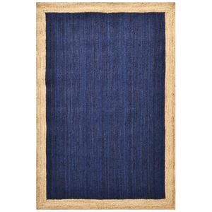 Handwoven Border Jute Rug-1147-Natural/Navy-160X230cm