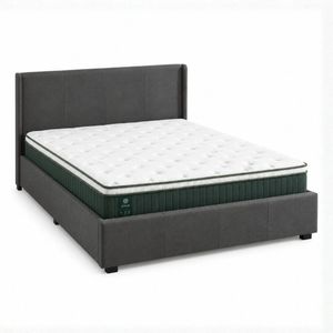 Zinus Queen Maddon Gas Lift Storage Bed Frame & Pocket Spring Mattress Set, Green Premium Euro Top
