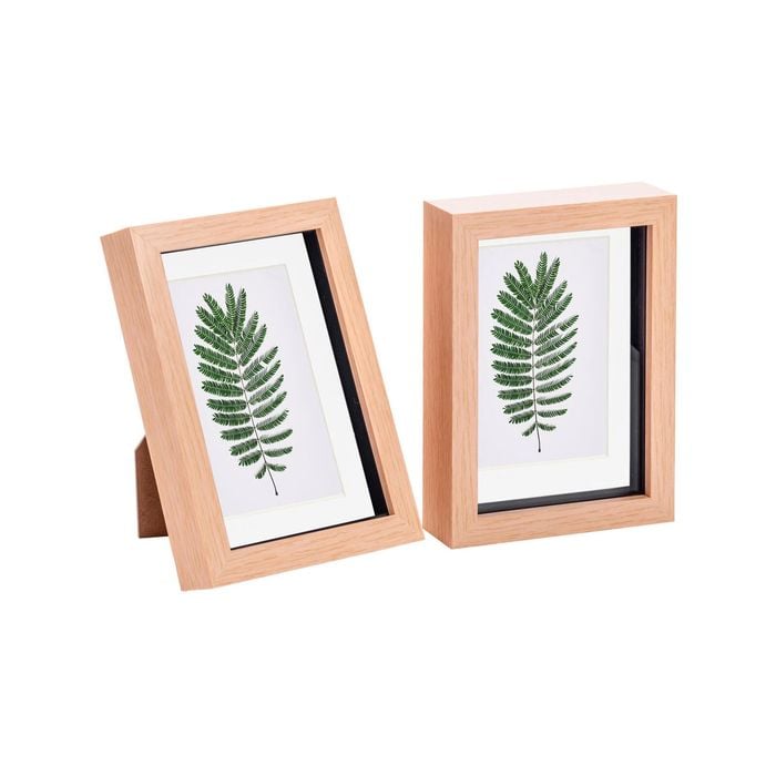 Nicola Spring Shadow Box Frames - 5 X 7" With 4 X 6" Mount - Light Wood - Pack Of 2
