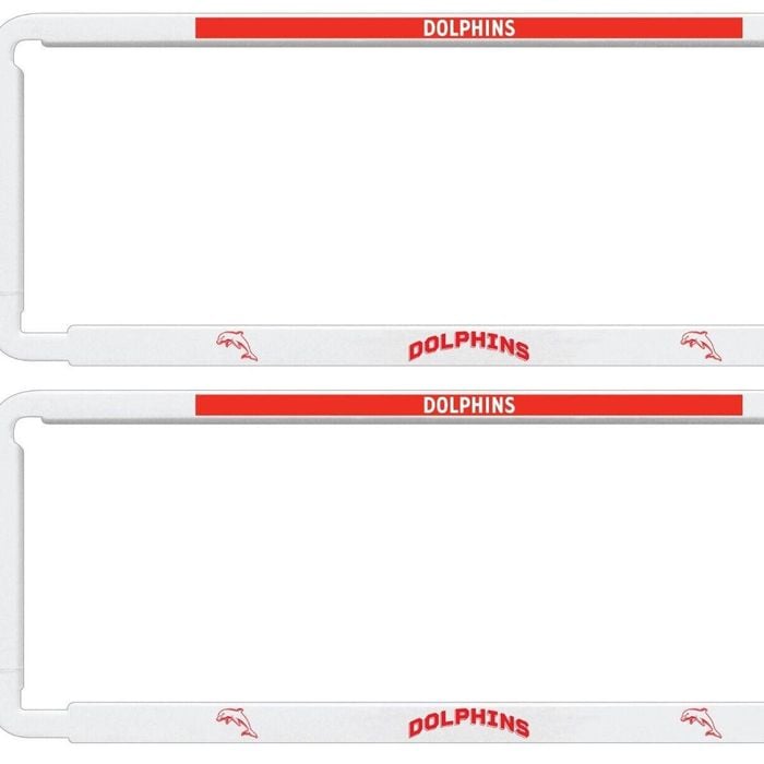 Nrl Car Number Plate Frame - Set Of Two - Dolphins - Front/back