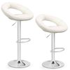 Costway 2x Swivel Kitchen Bar Stool Leather Dining Chairs-White