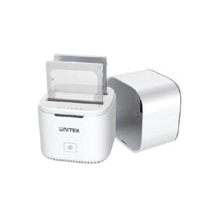Unitek USB-C to 2.5in Dual SATA 6G Hard Disk Docking Station with Offline Clone AU 5V2A Power Adapter White