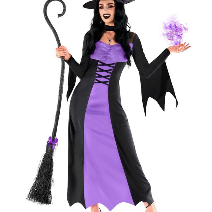 Enchanting Womens Purple and Black Wicked Witch Halloween Costume - Small