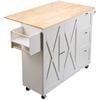 VEVOR Kitchen Island Cart White with Solid Wood Top Storage Cabinet Spice Rack
